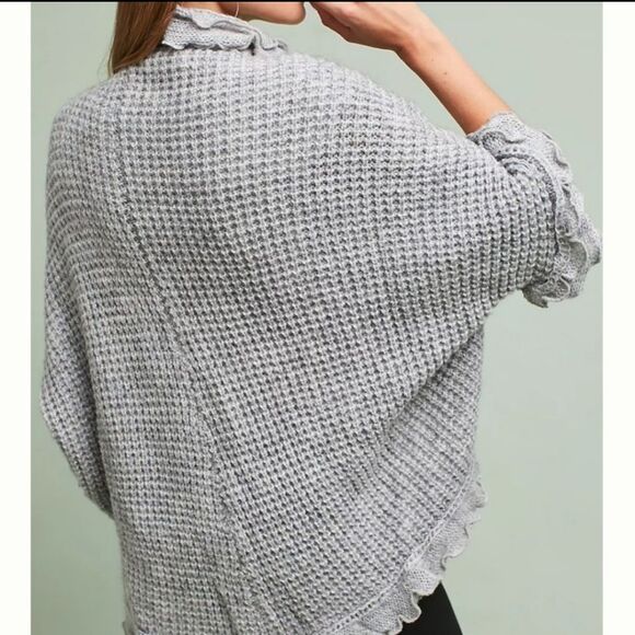 Anthropologie Moth Wool Blend Rocia Ruffle Sweater Cardigan Size XS - Picture 2 of 12